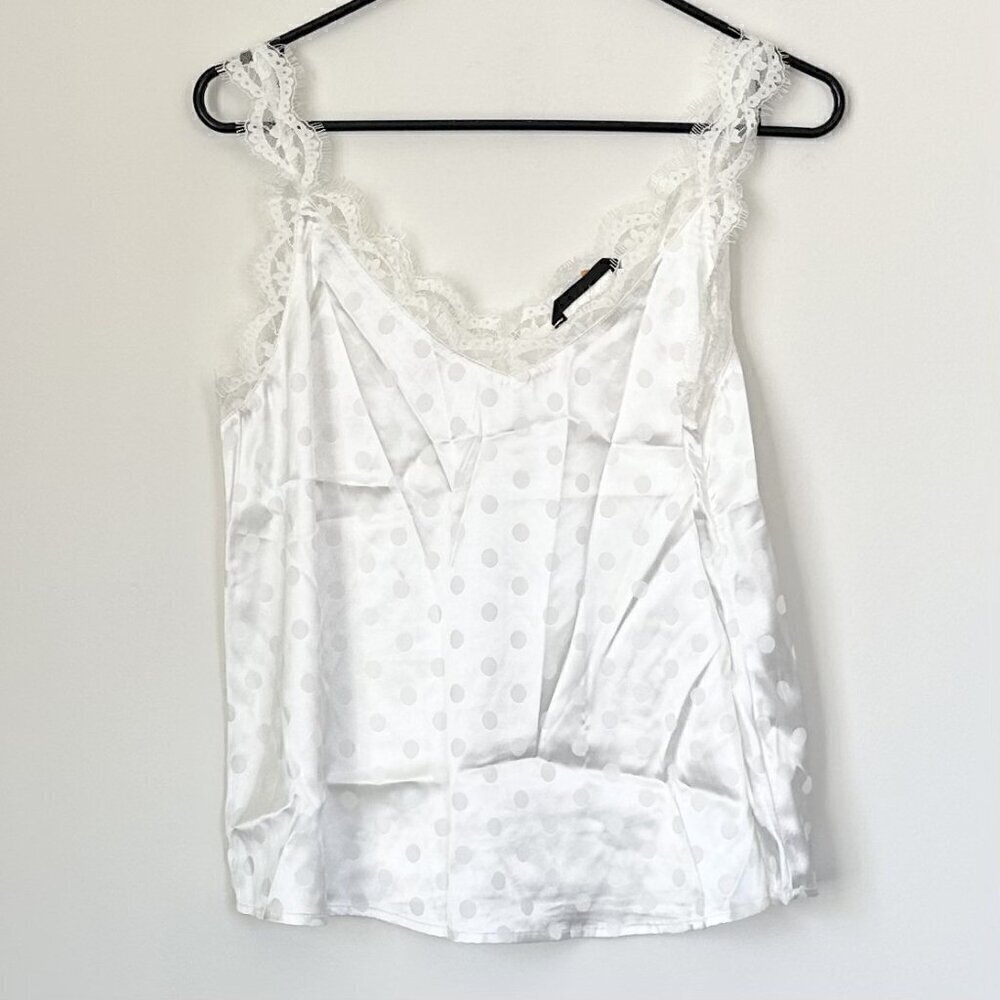 White Lace Camisole with White Polka Dots - Size: Medium